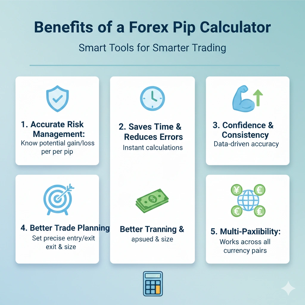 Forex pip calculator tool showing pip value calculation for major currency pairs
