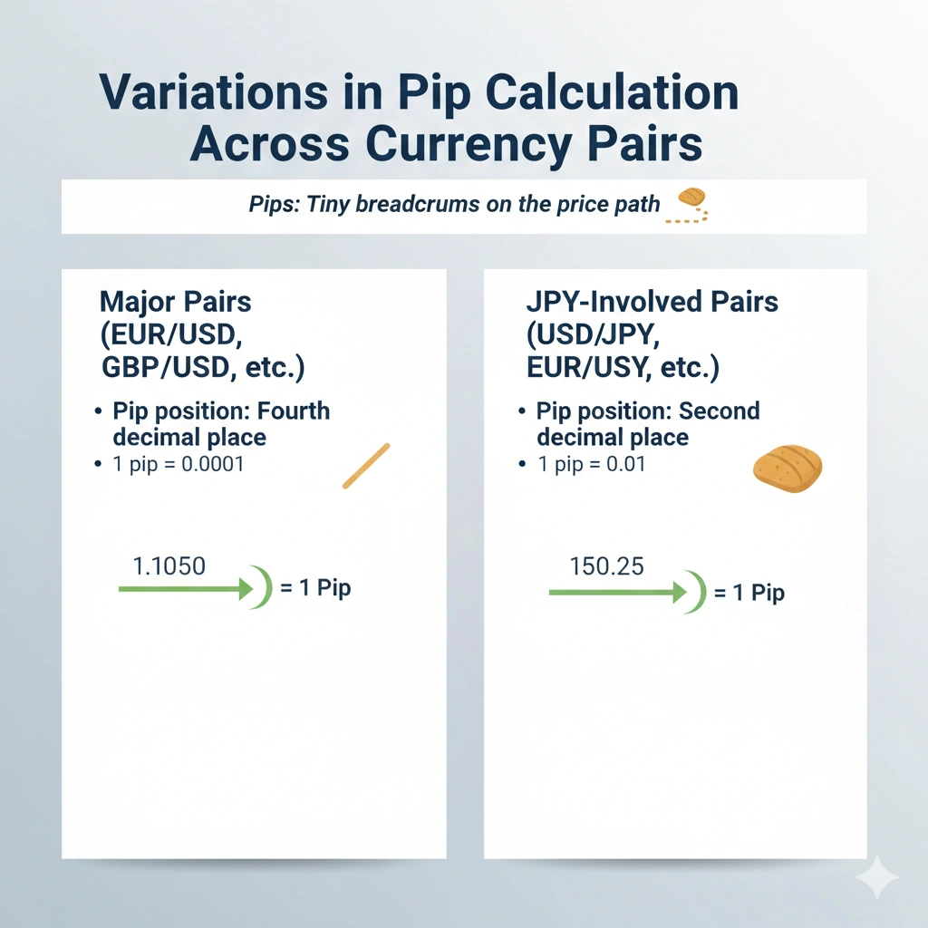 Forex pip calculator tool showing pip value calculation for major currency pairs