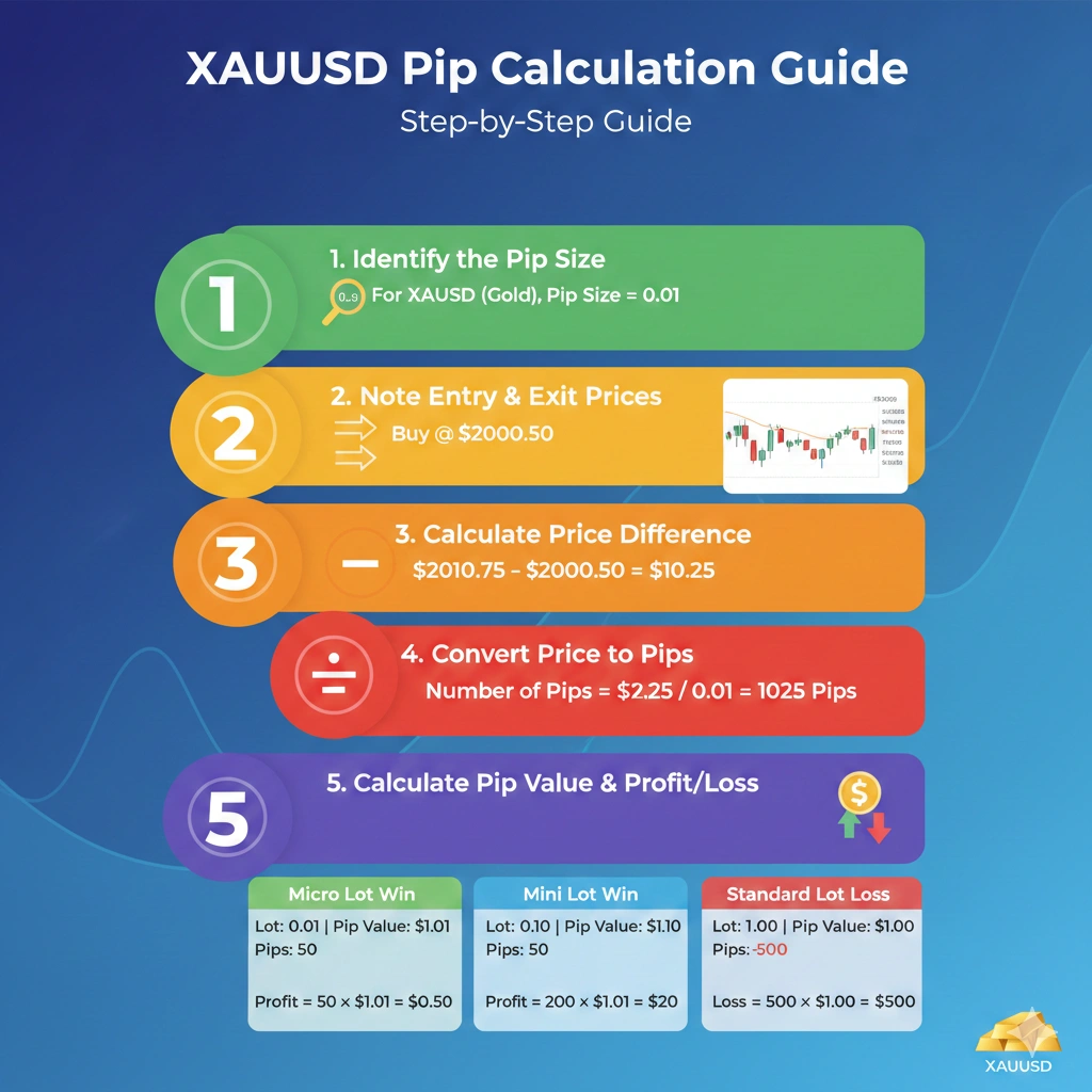 How to Calculate Pips for XAUUSD: Step-by-Step Guide (With Examples)