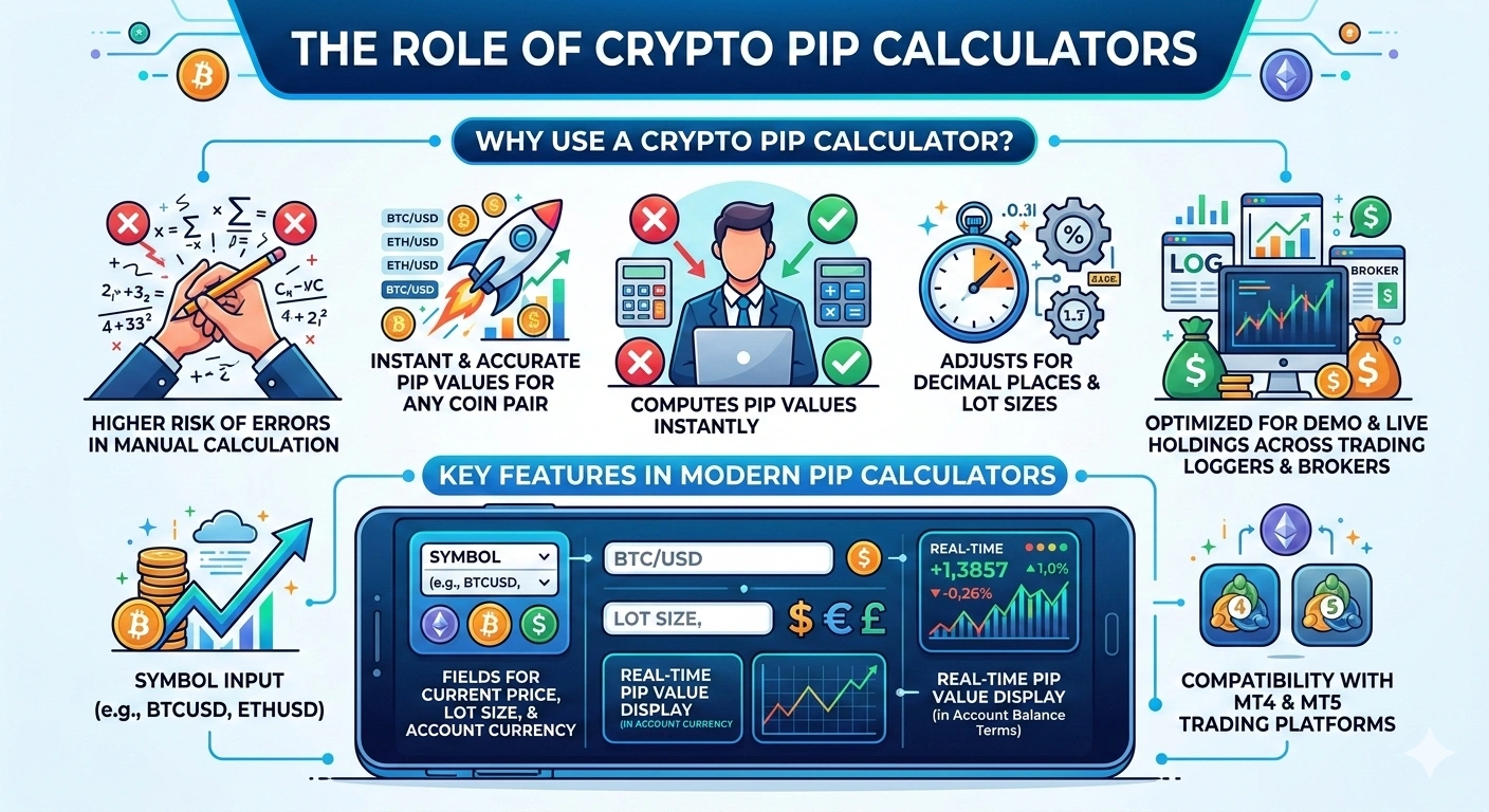 BTCUSD pip calculator showing Bitcoin pip value per lot size on MetaTrader 5 platform