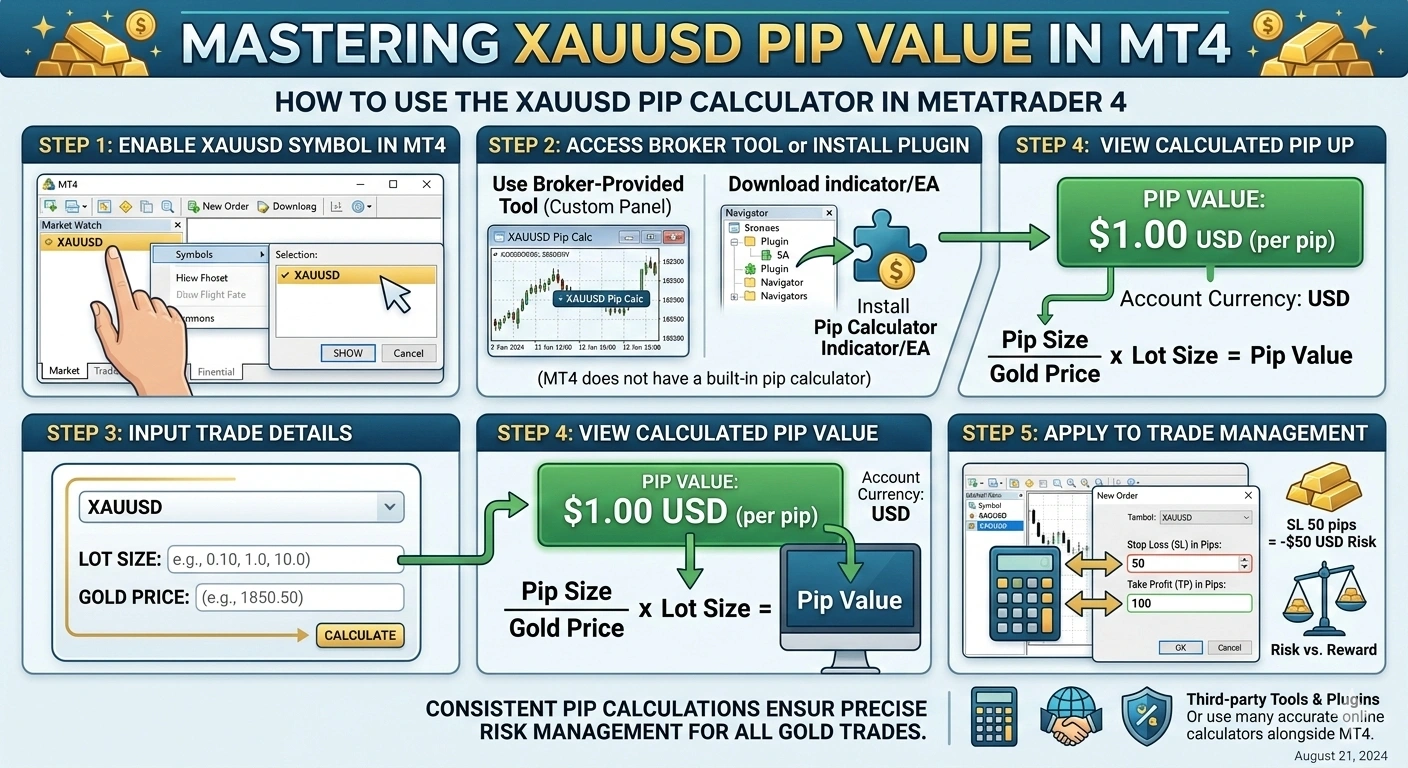 XAUUSD Pip Calculator — Instant Gold Pip Value for Any Lot Size | Insightful Trade