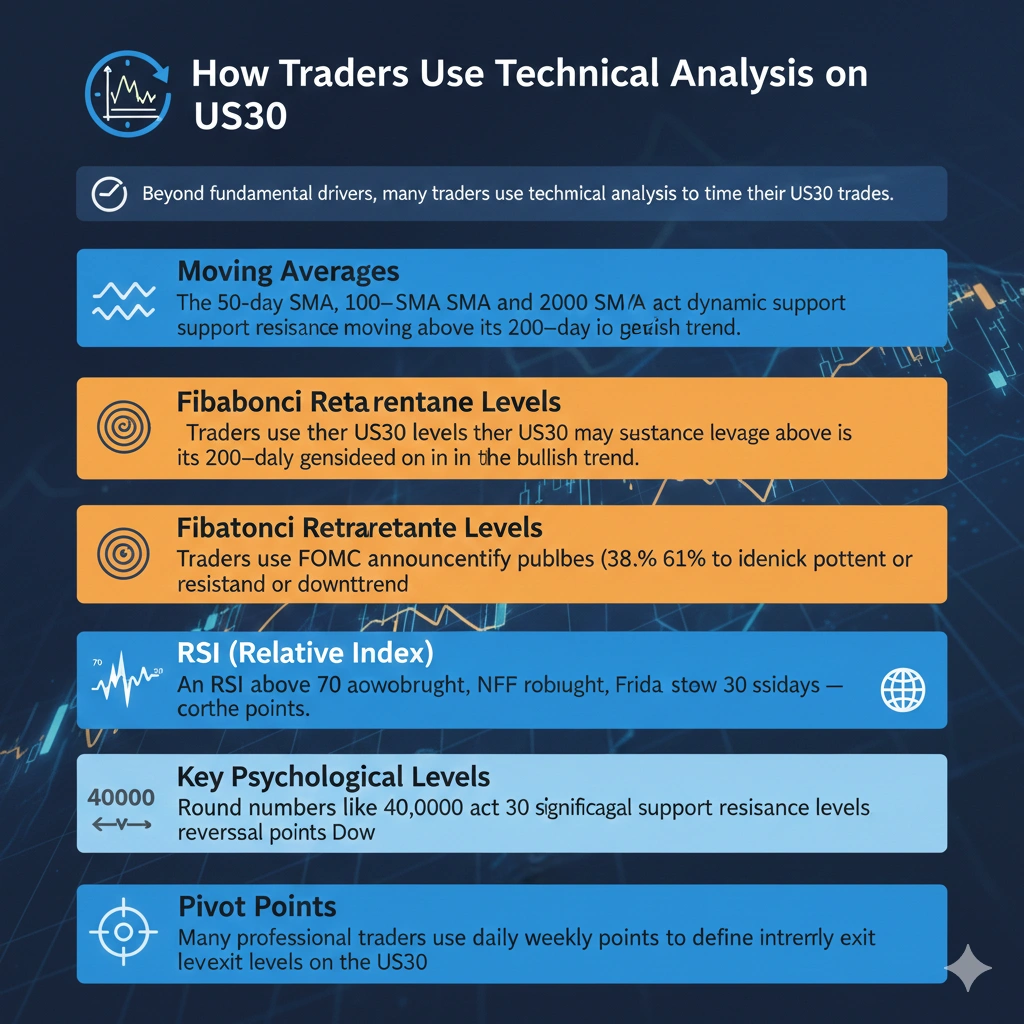 US30 Market Drivers — Key factors affecting the Dow Jones Industrial Average including Federal Reserve interest rates, NFP data, and inflation