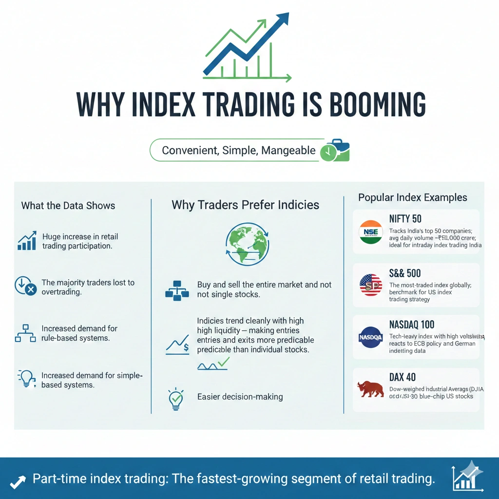 Simple index trading strategy chart showing EMA crossover on NIFTY 50