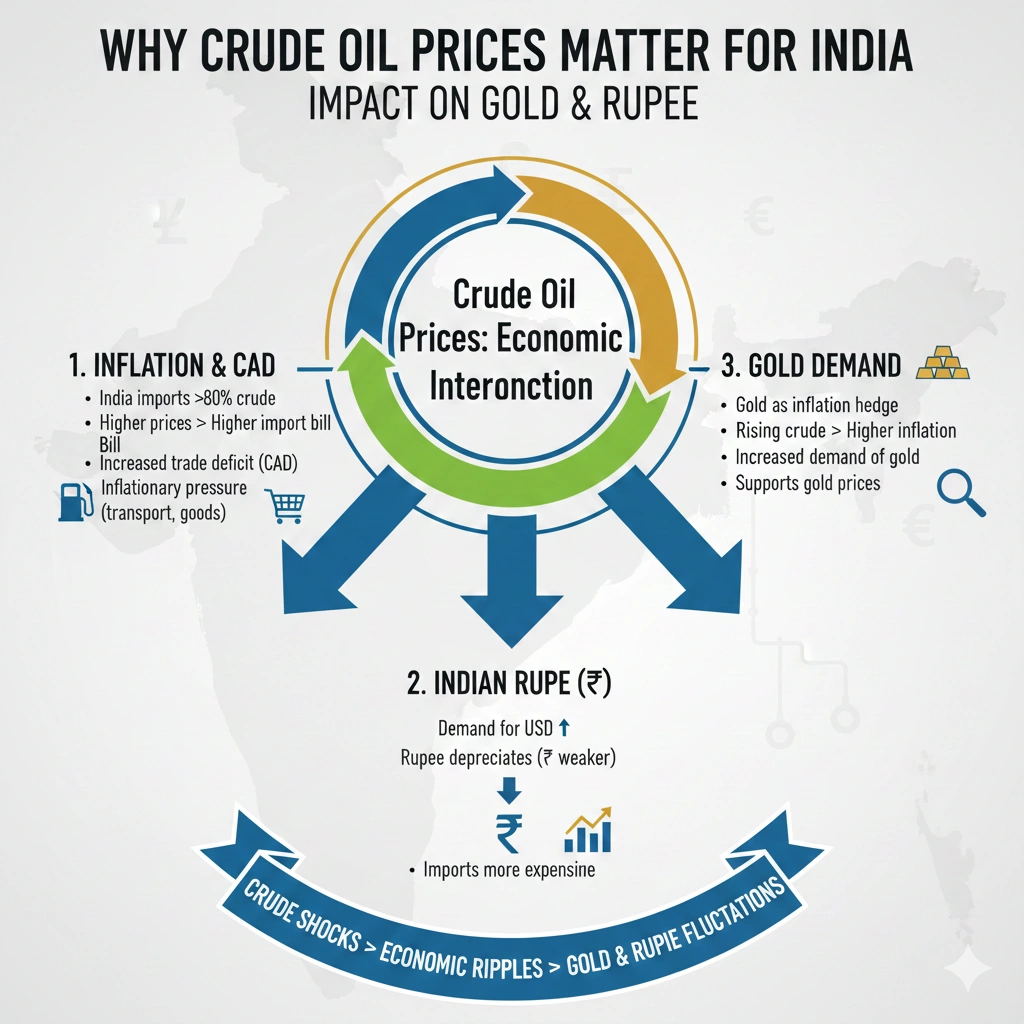 Crude Oil Prices Impact on Gold and Rupee India: Boom or Risk? | Insightful Trade