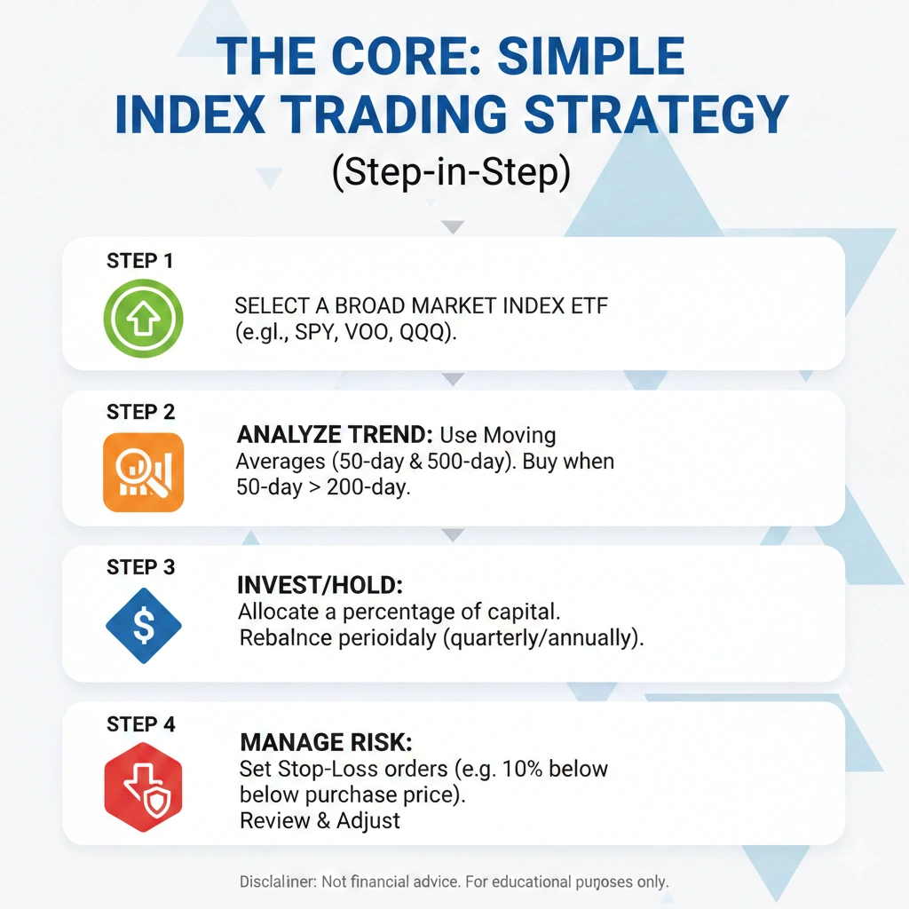 Simple index trading strategy chart showing EMA crossover on NIFTY 50