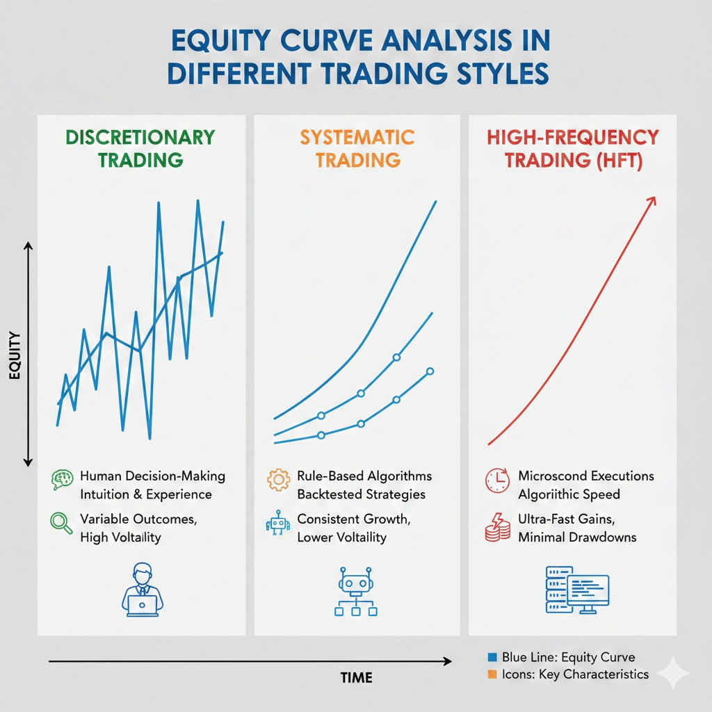 equity curve analysis chart showing trading account growth and drawdown