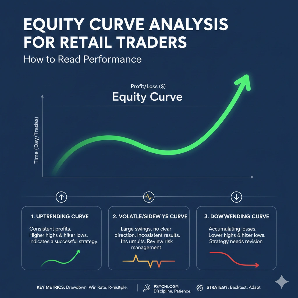 equity curve analysis chart showing trading account growth and drawdown