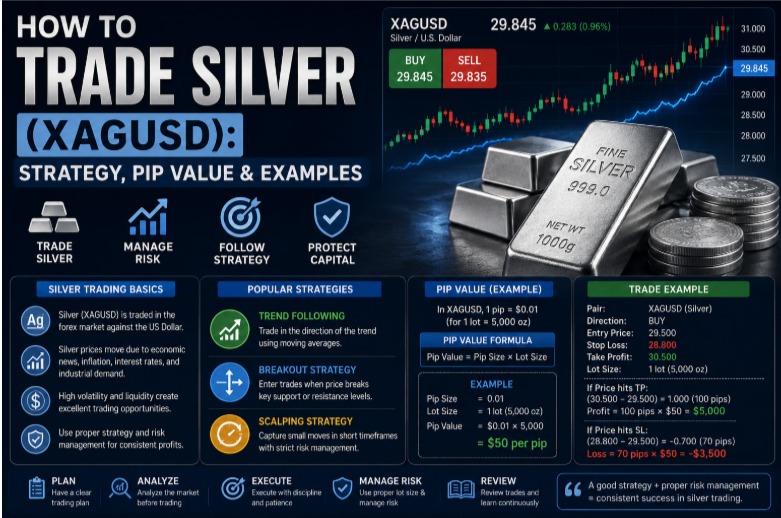 How to Trade Silver (XAGUSD): Strategy, Pip Value & Examples