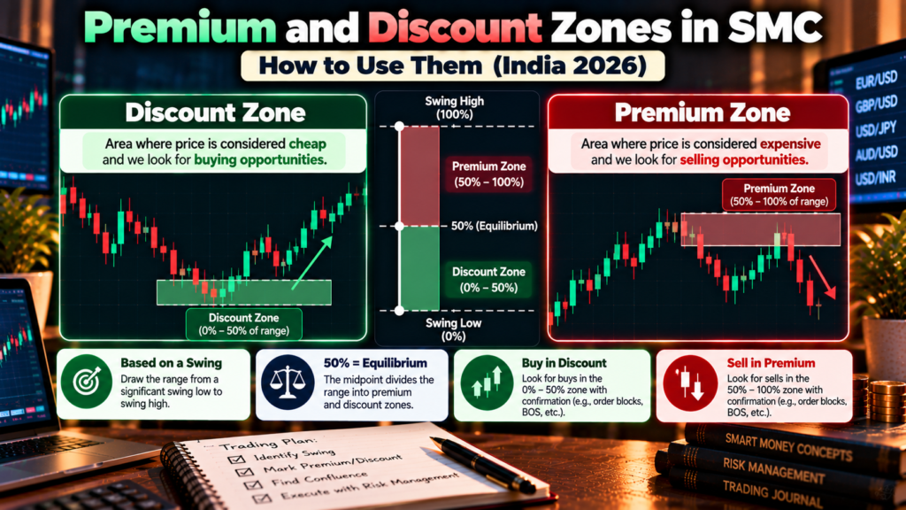 Premium and Discount Zones in SMC: How to Use Them (India 2026)