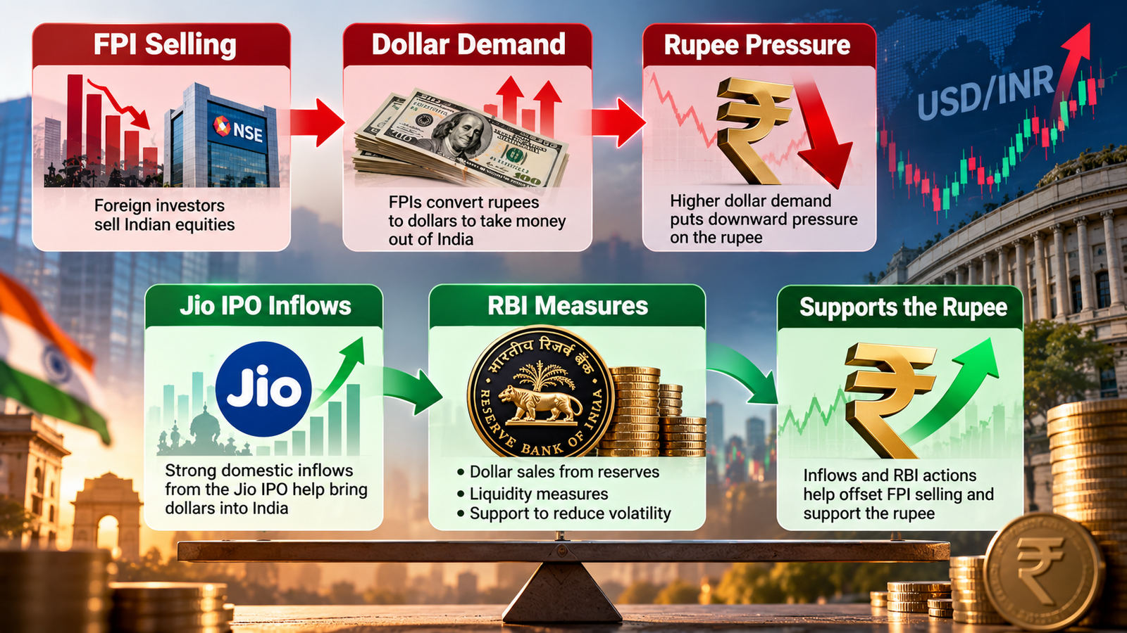 fii flows rupee